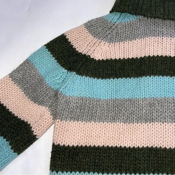 Two Percent Multicolor Turtle Neck Striped Wool Knit Sweater Dress US M - Picture 5 of 7